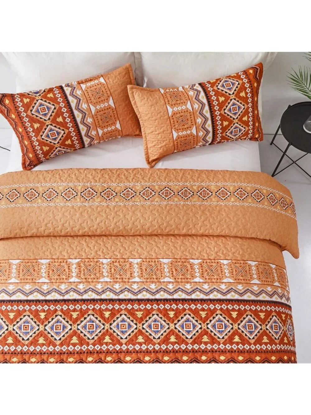California King Quilt Set - Orange Fall Bedspread for Thanksgiving Decor